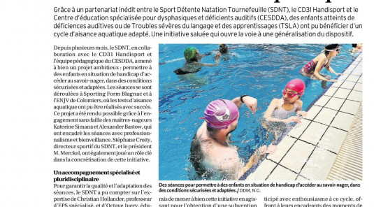 LE SDNT OEUVRE POUR LE SAVOIR NAGER POUR TOUS